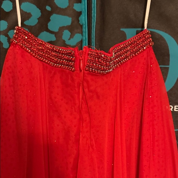 Sherri Hill Red High Low Dress studded shorts for prom - SHORTS Glam - Picture 10 of 16